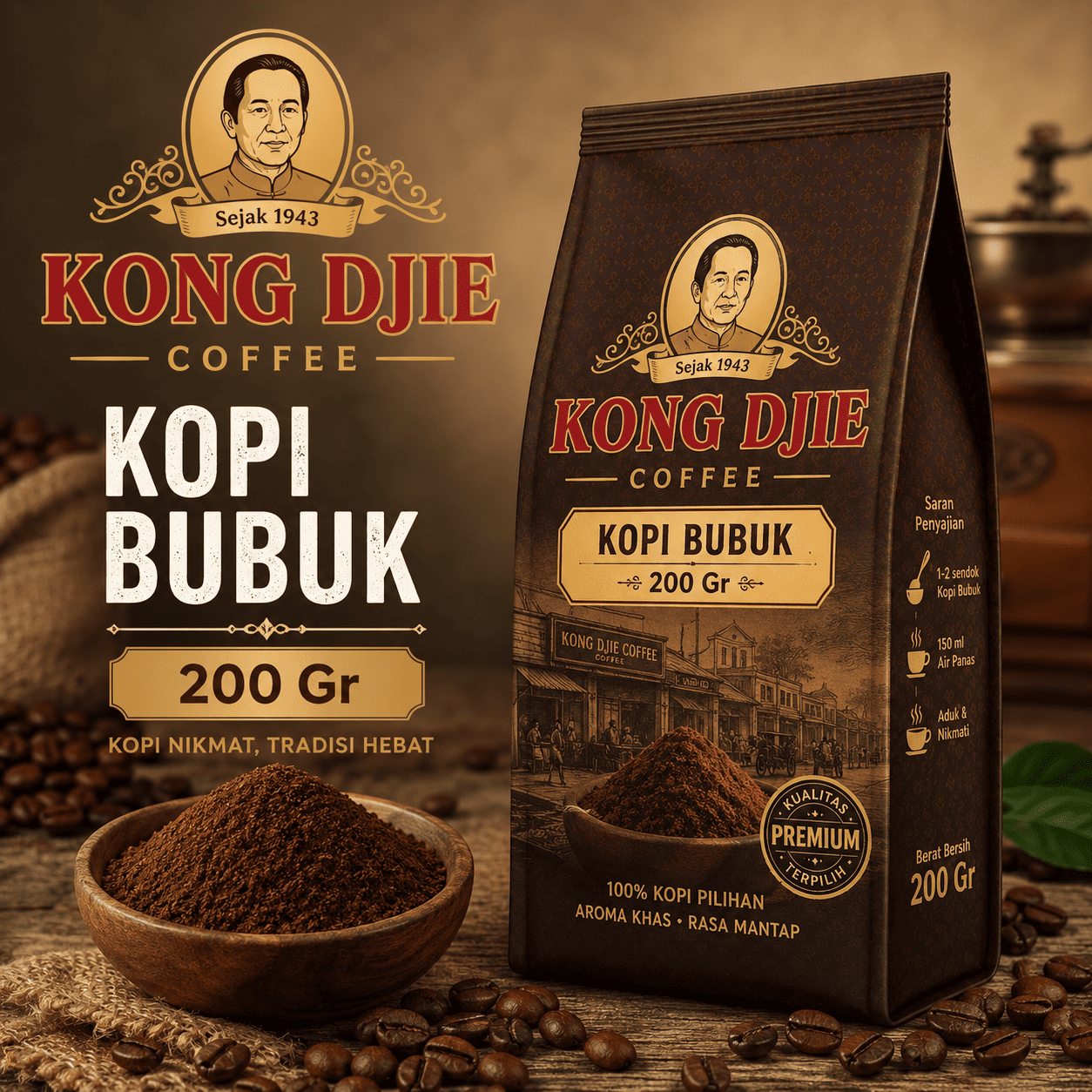 Kopi Bubuk 200 Gr Kedai Kopi Kong Djie